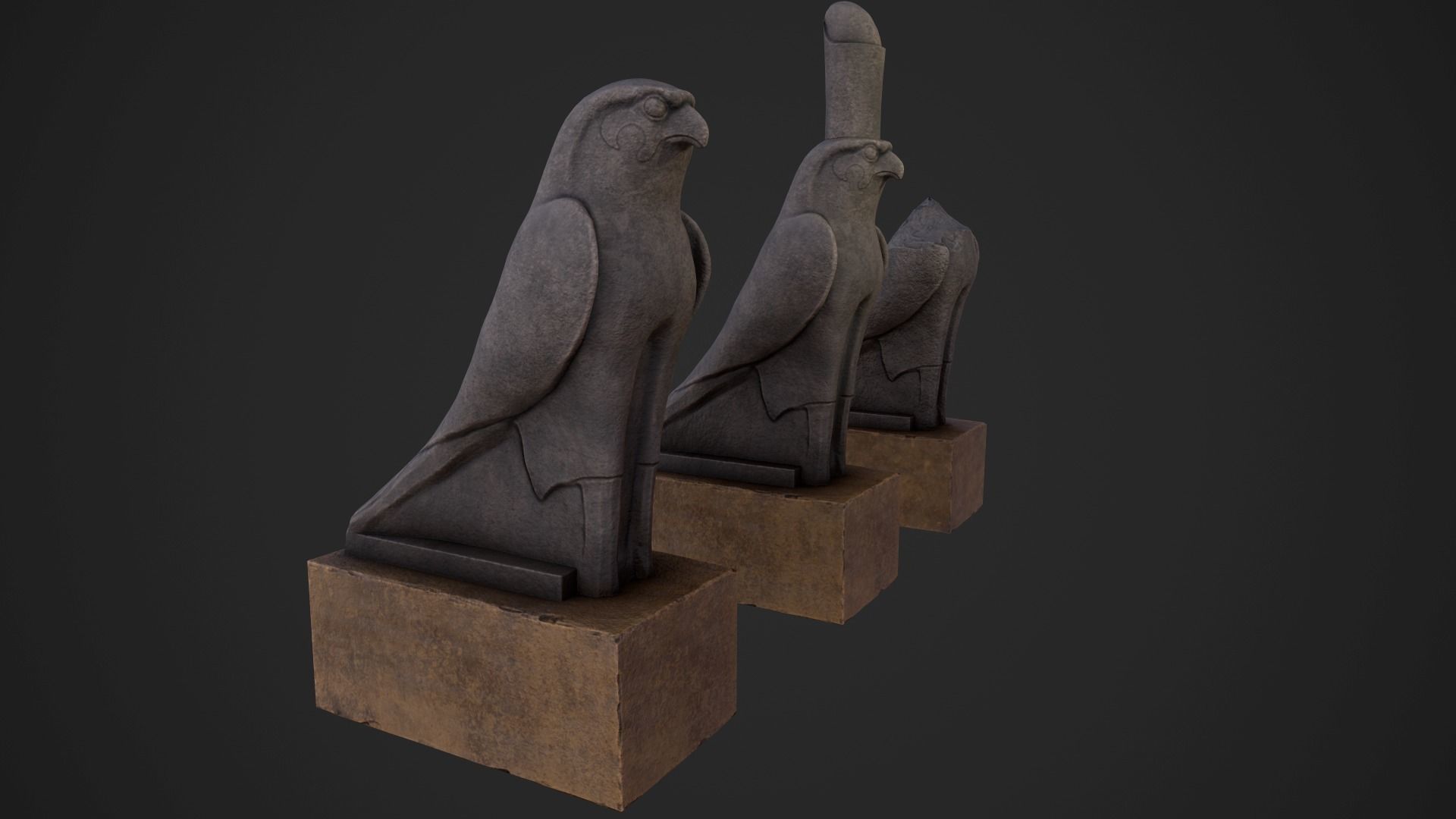Horus statue Low-poly 3D model_4