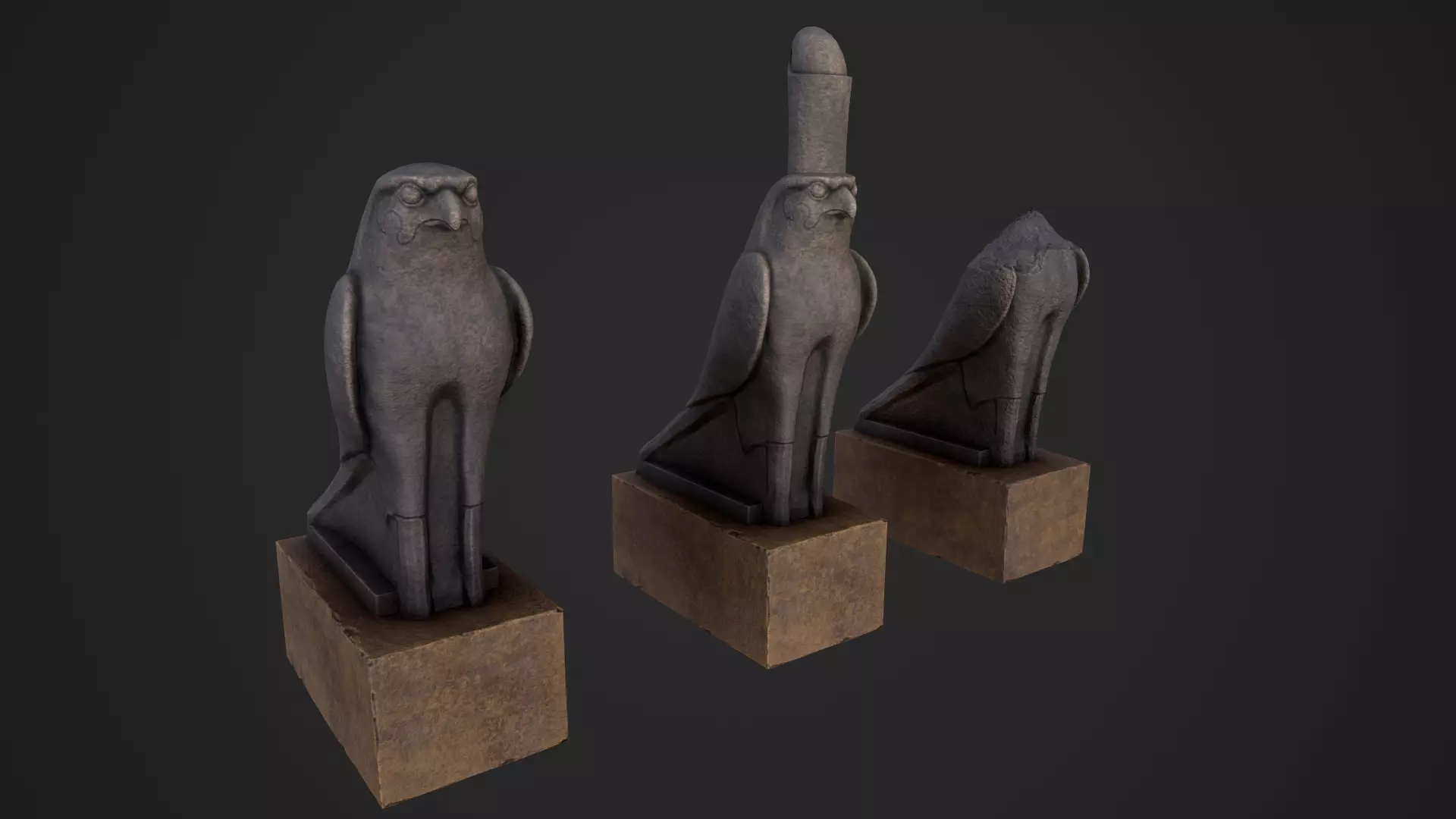 Horus statue Low-poly 3D model_0
