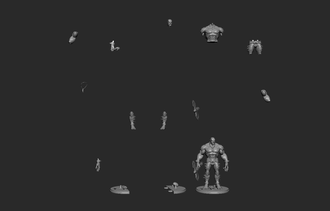 orc creature statue 3D print model_7