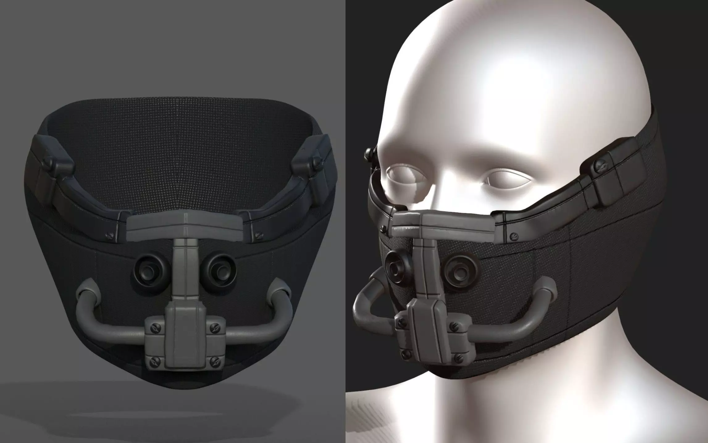 Gas mask respirator scifi futuristic Low-poly 3D model_0