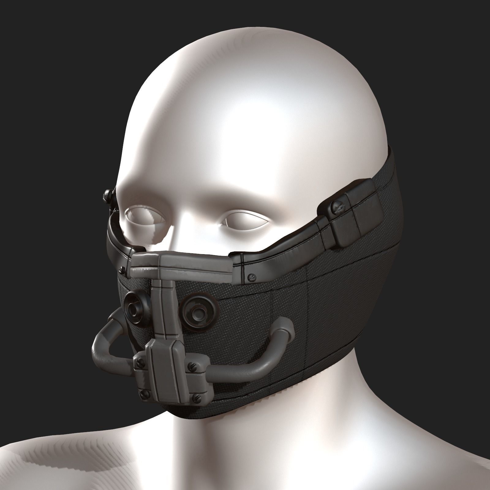 Gas mask respirator scifi futuristic Low-poly 3D model_9