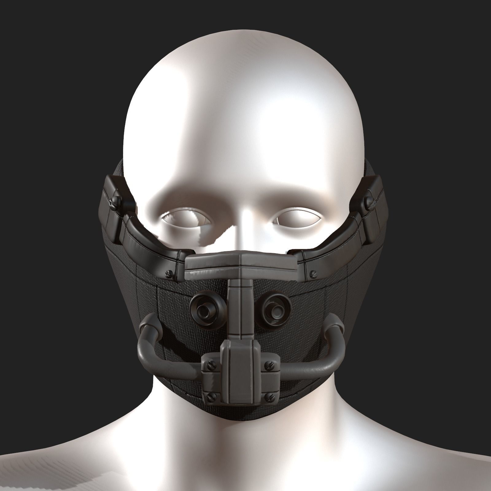Gas mask respirator scifi futuristic Low-poly 3D model_6