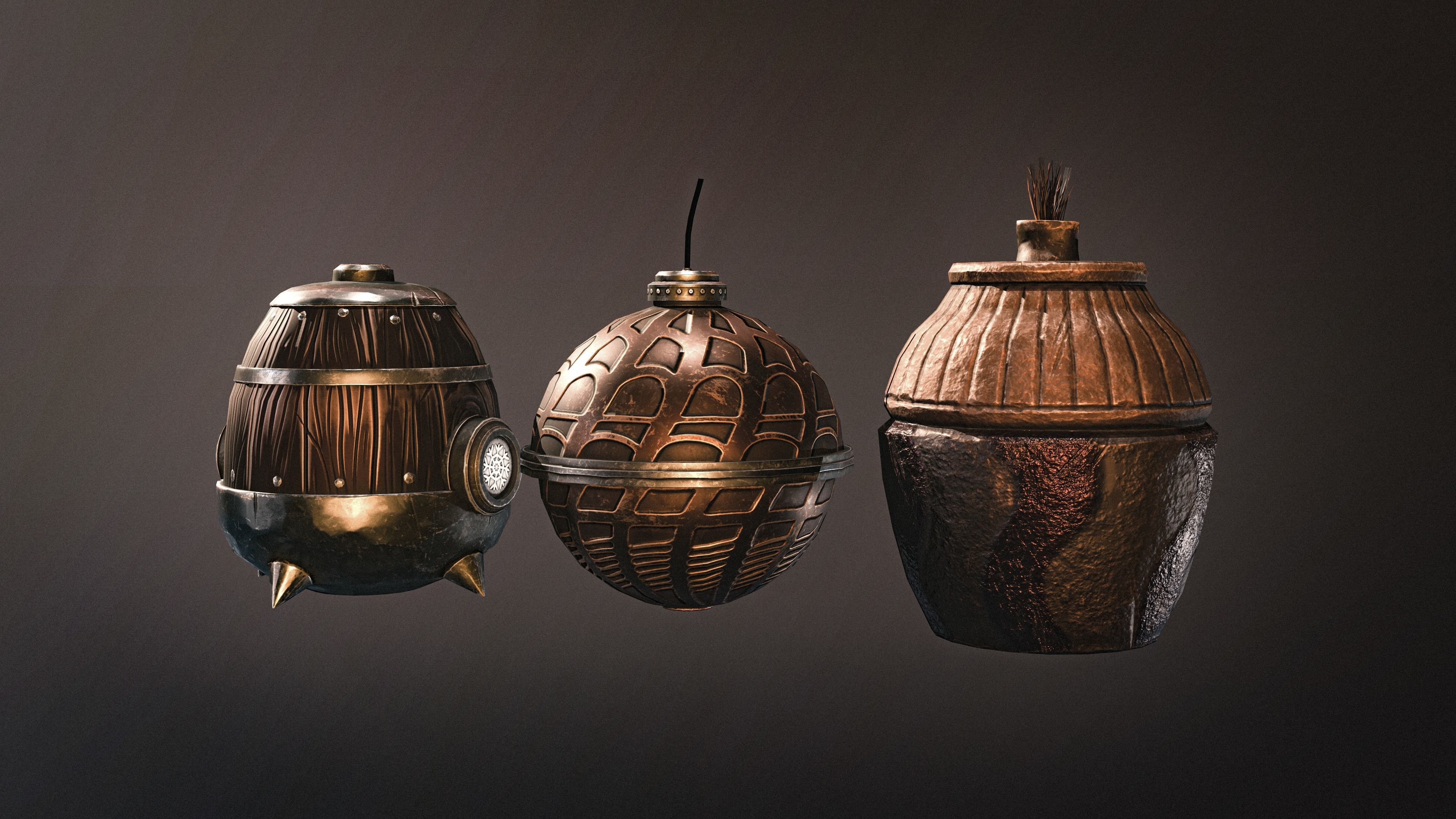 Medieval pocket bombs Stylized Low-poly 3D model_5