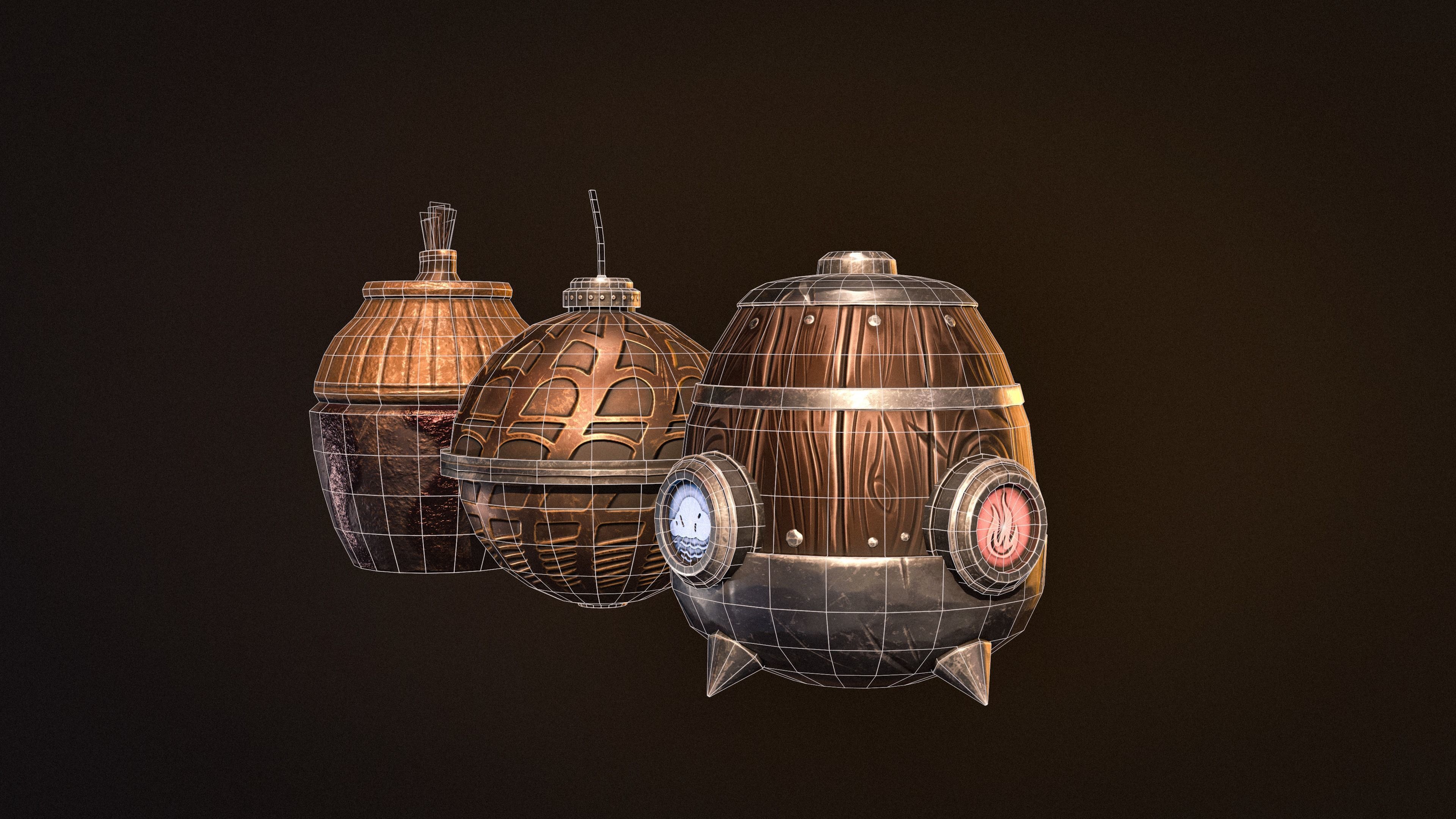 Medieval pocket bombs Stylized Low-poly 3D model_4