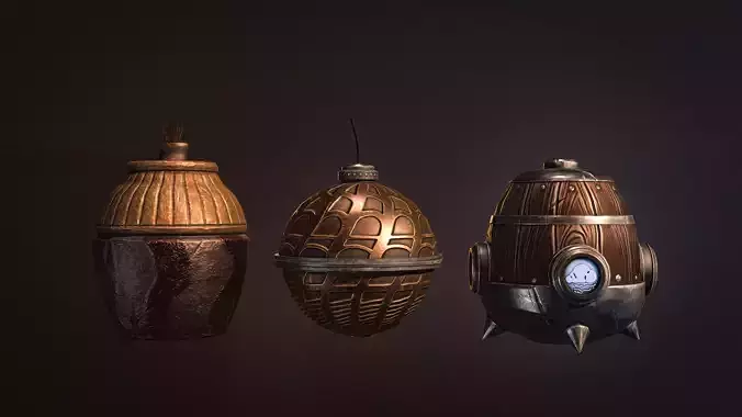 Medieval pocket bombs Stylized Low-poly 3D model