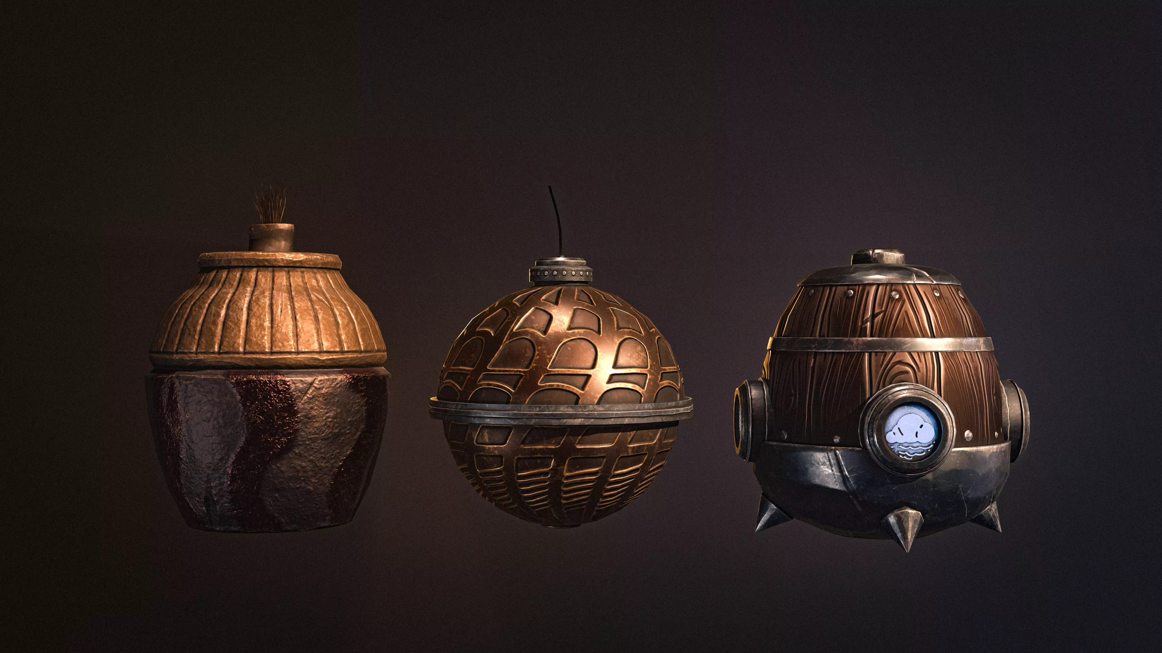 Medieval pocket bombs Stylized Low-poly 3D model_0