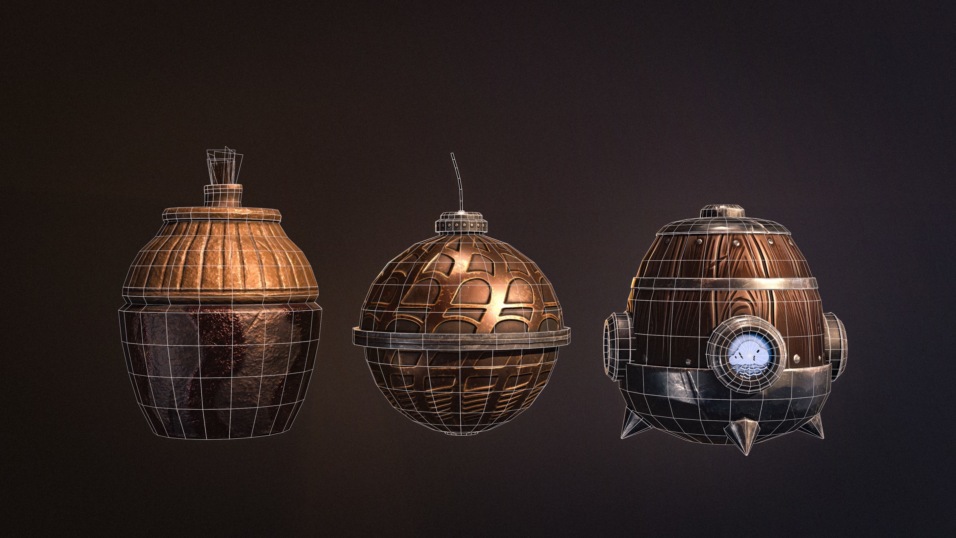 Medieval pocket bombs Stylized Low-poly 3D model_2