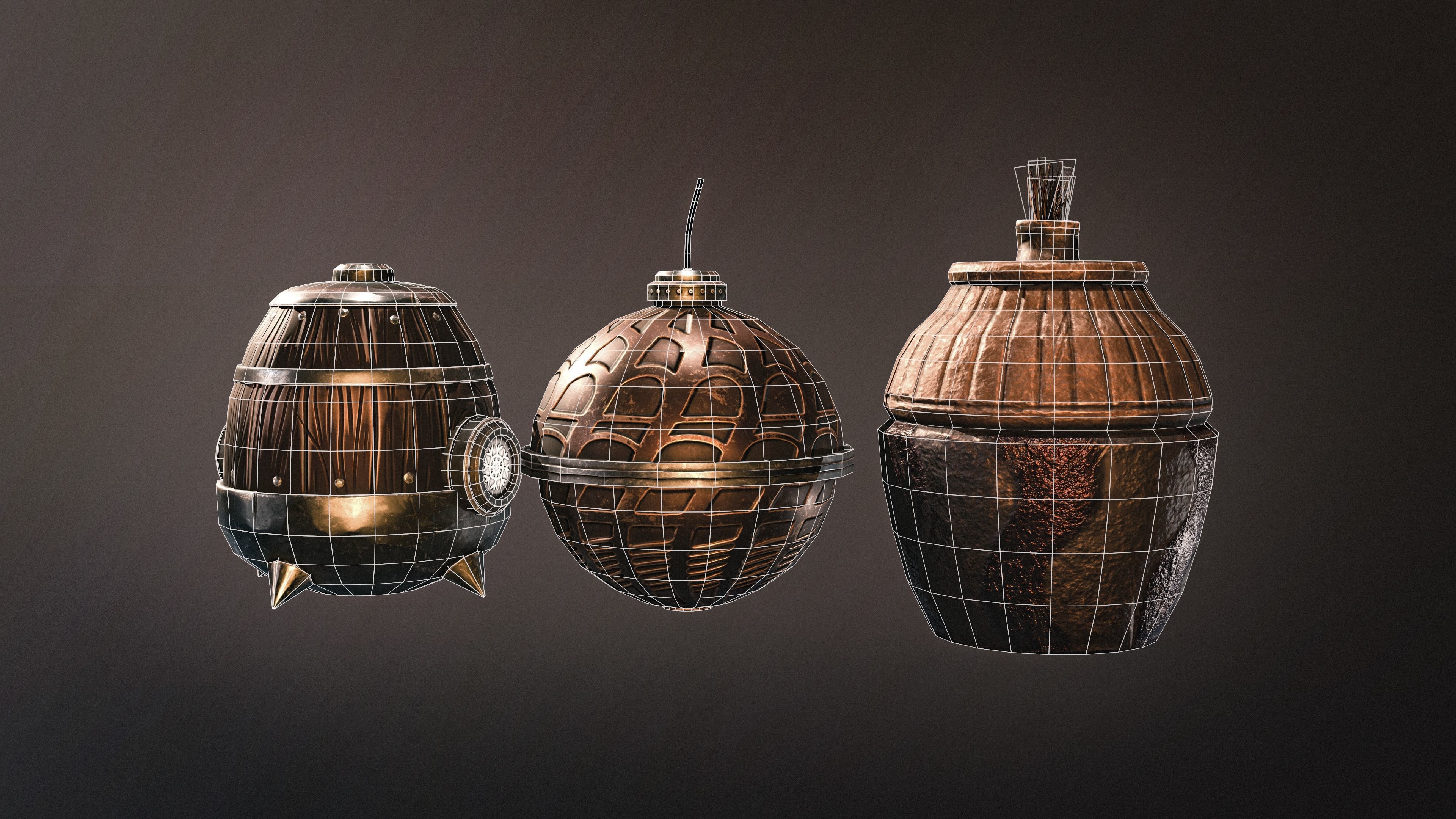 Medieval pocket bombs Stylized Low-poly 3D model_6