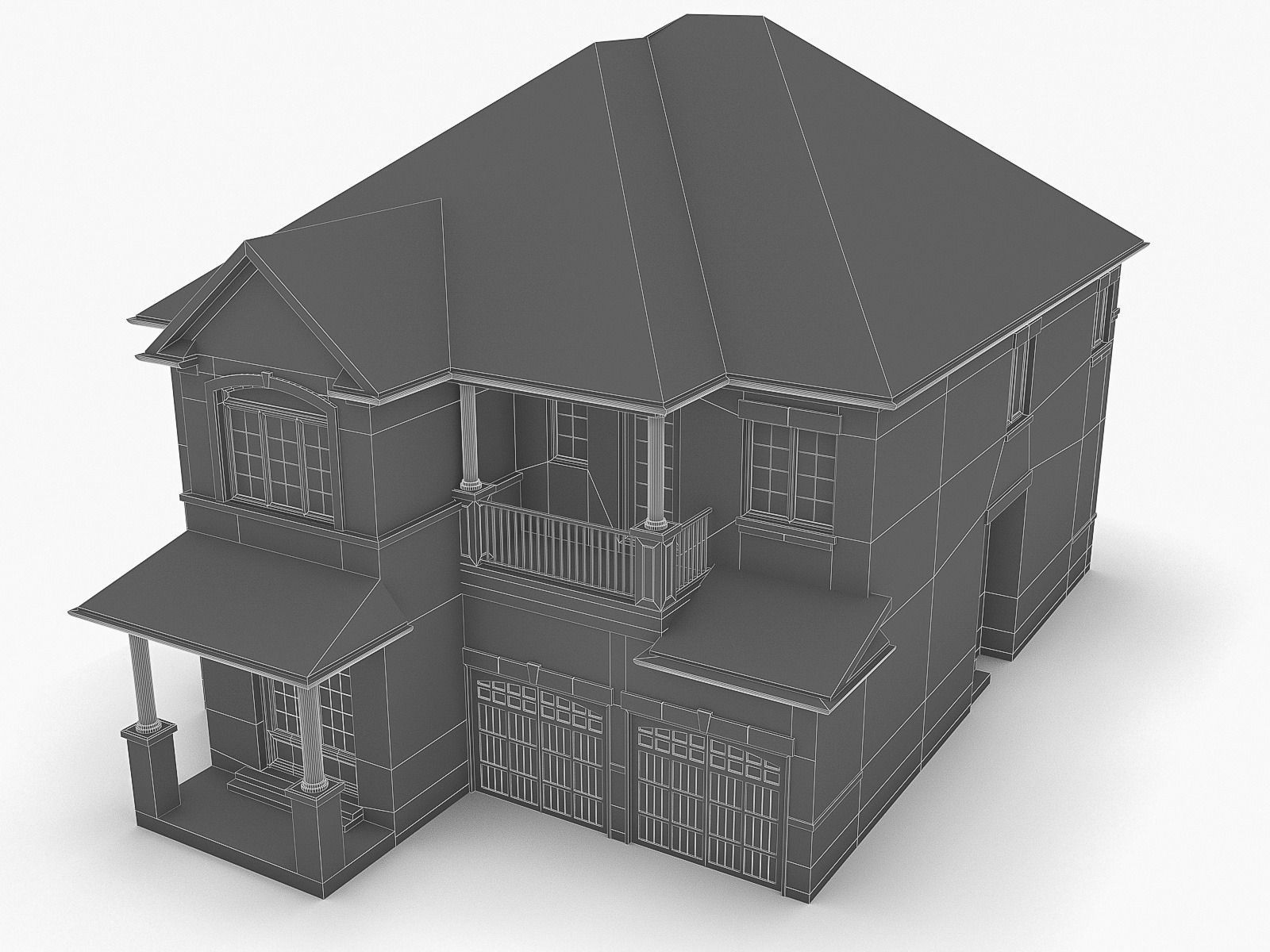 Cottage Houses Low-poly 3D model_17