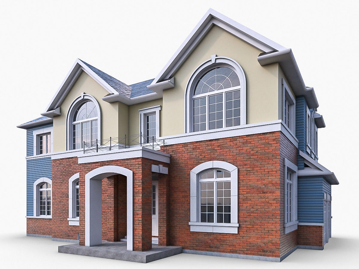 Cottage Houses Low-poly 3D model_1