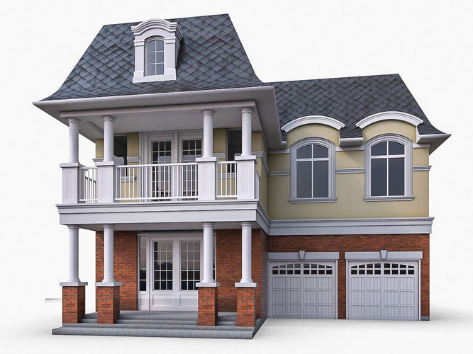 Cottage Houses Low-poly 3D model 7