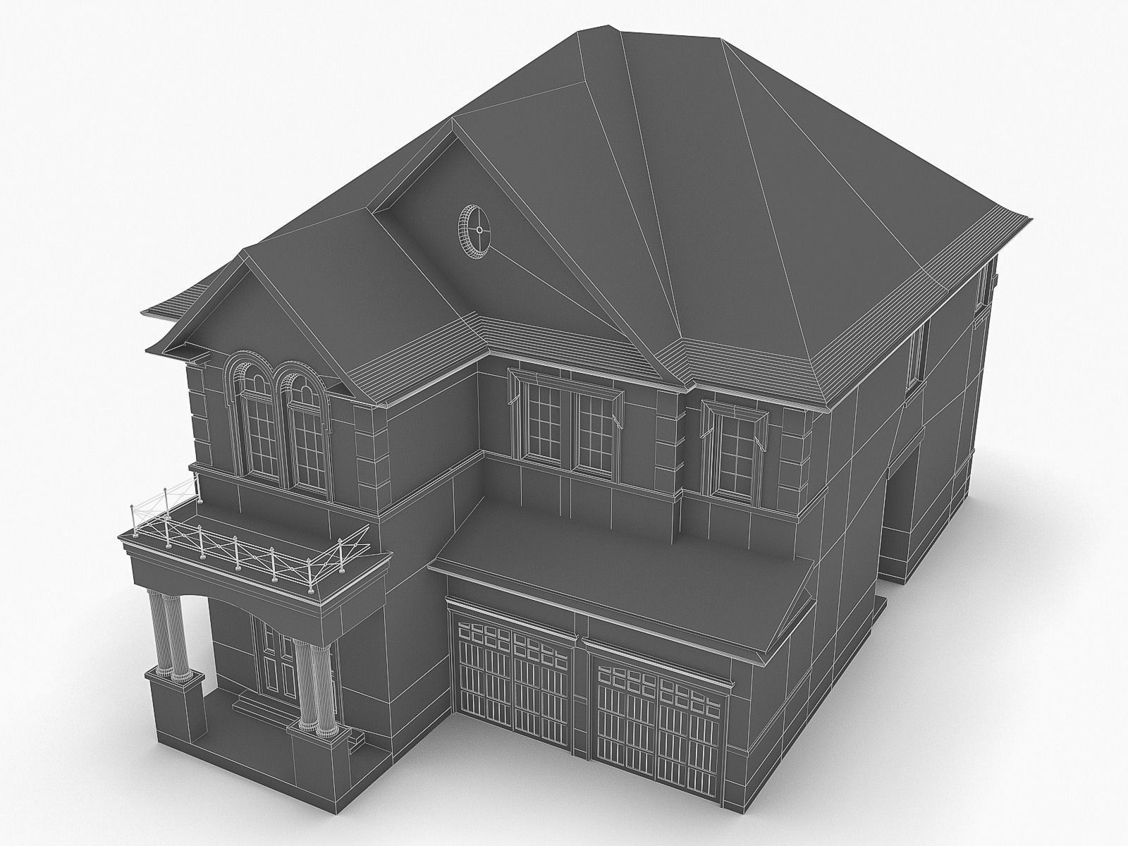 Cottage Houses Low-poly 3D model_16