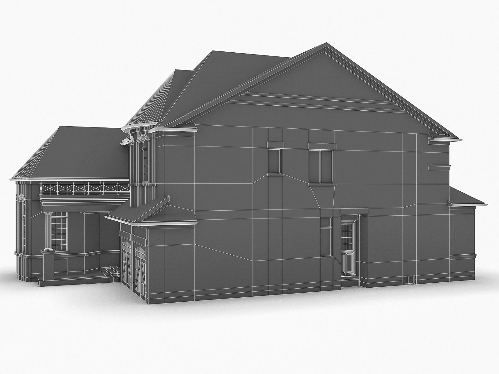 Cottage Houses Low-poly 3D model_32