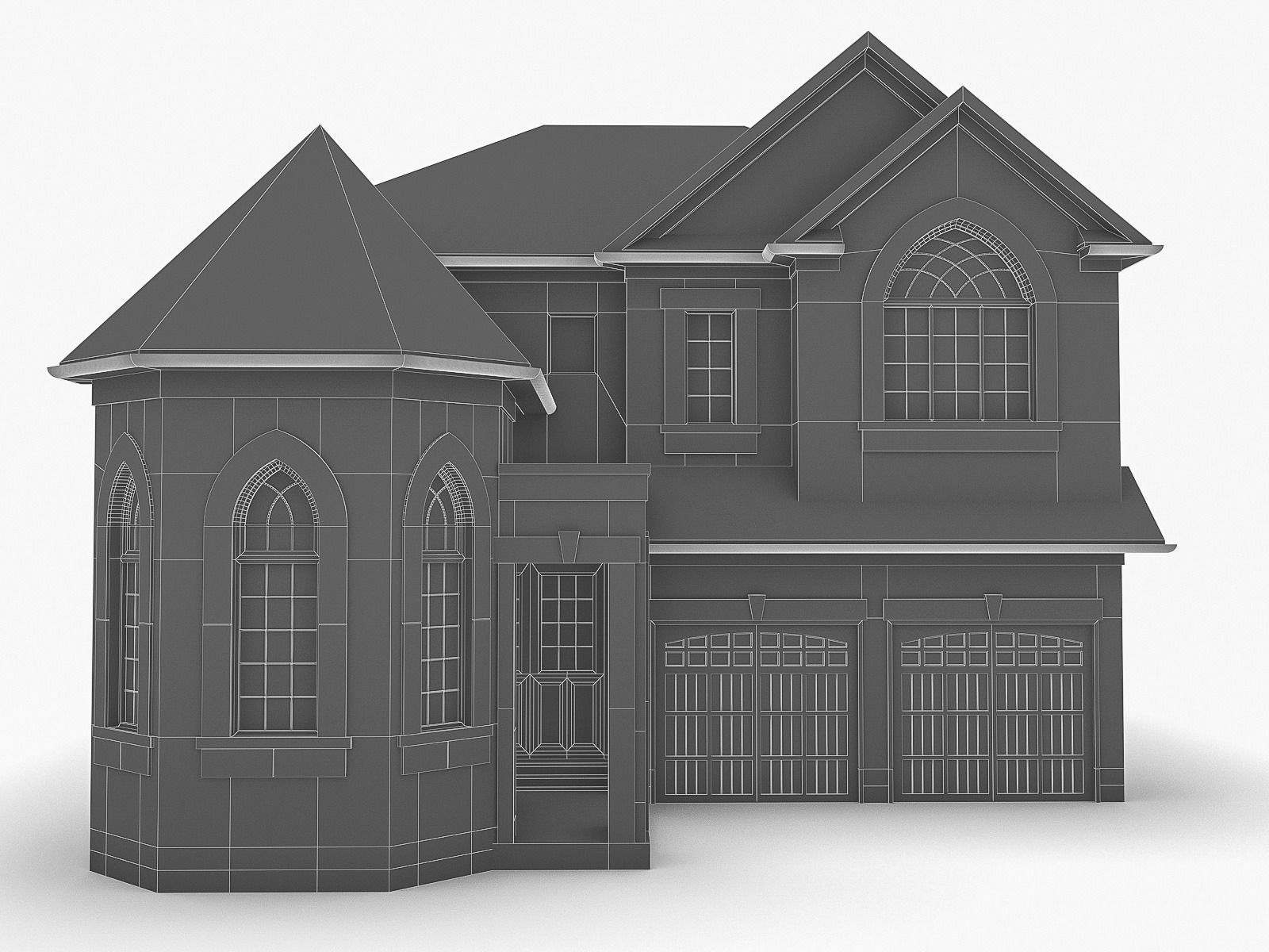 Cottage Houses Low-poly 3D model_30