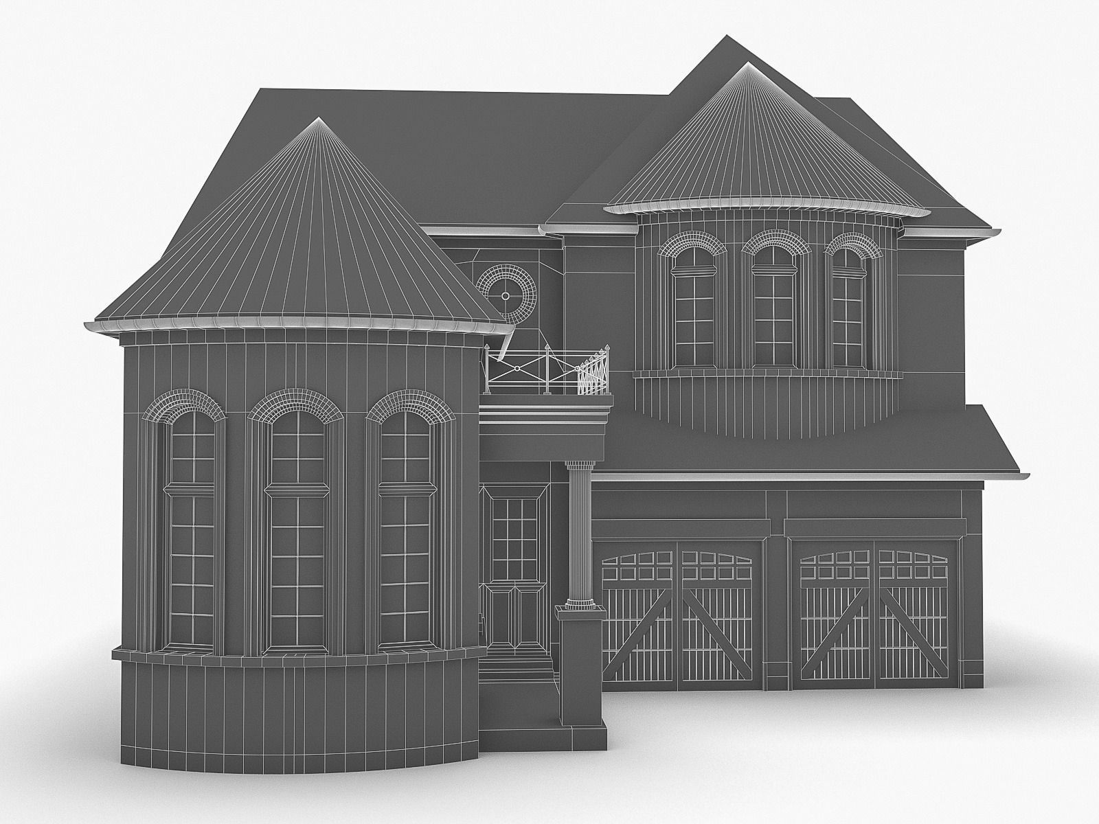 Cottage Houses Low-poly 3D model_37