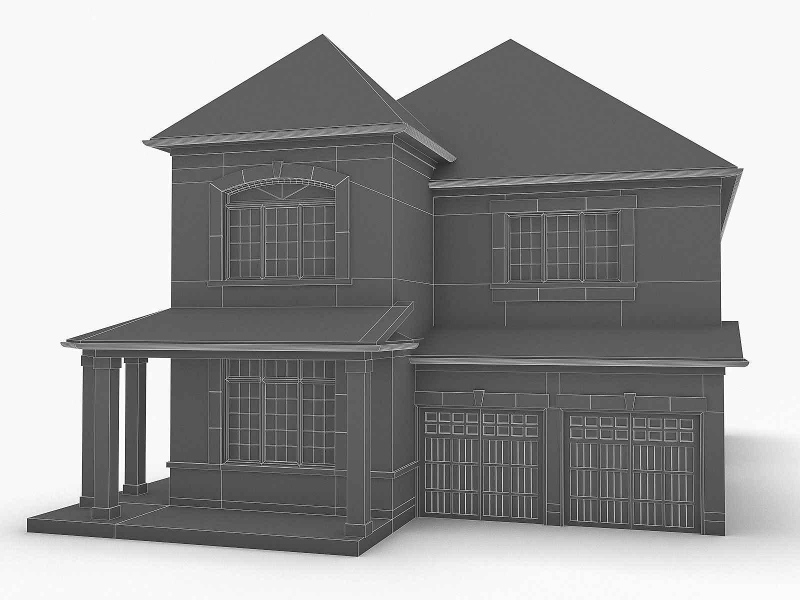 Cottage Houses Low-poly 3D model_38