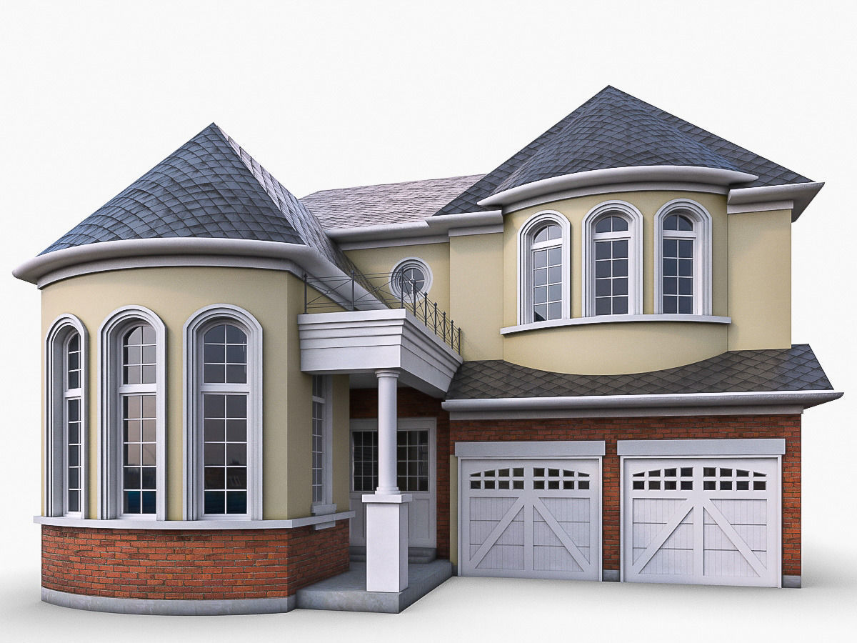 Cottage Houses Low-poly 3D model_8