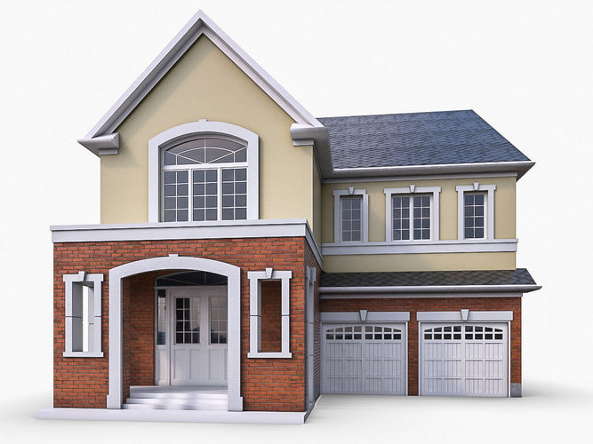 Cottage Houses Low-poly 3D model 6