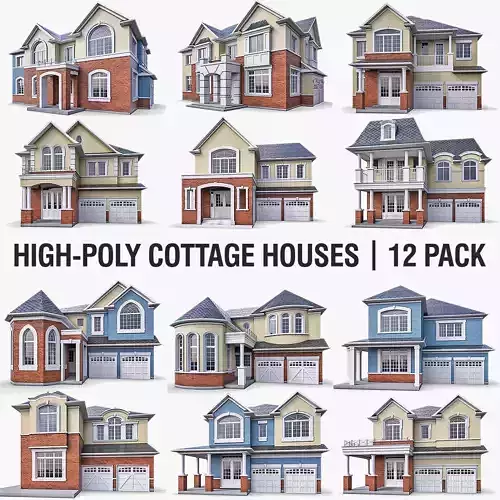 Cottage Houses Low-poly 3D model