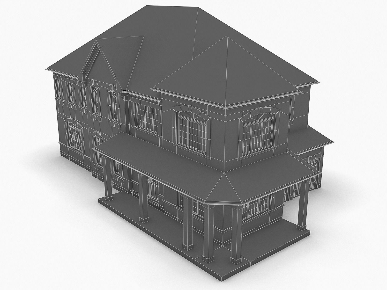 Cottage Houses Low-poly 3D model_40