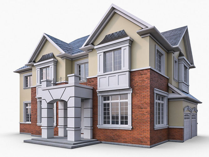 Cottage Houses Low-poly 3D model 3