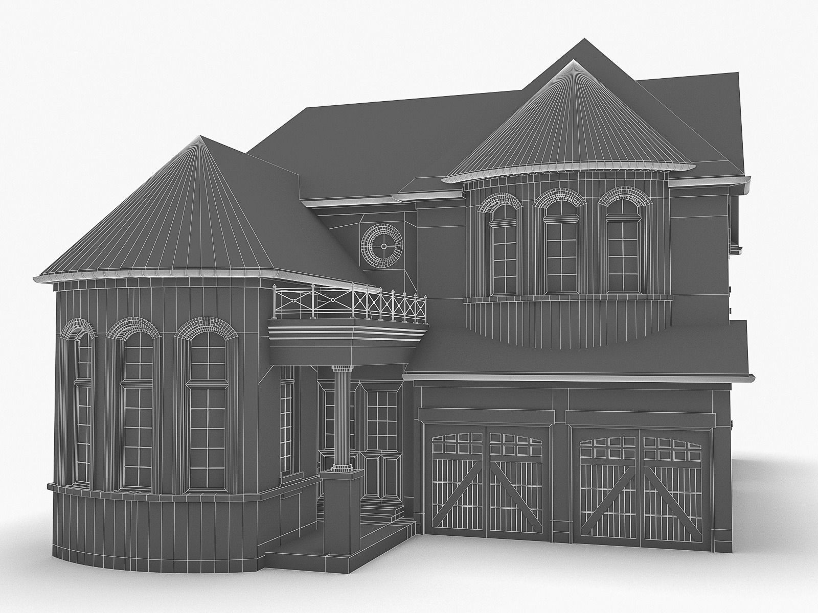 Cottage Houses Low-poly 3D model_35