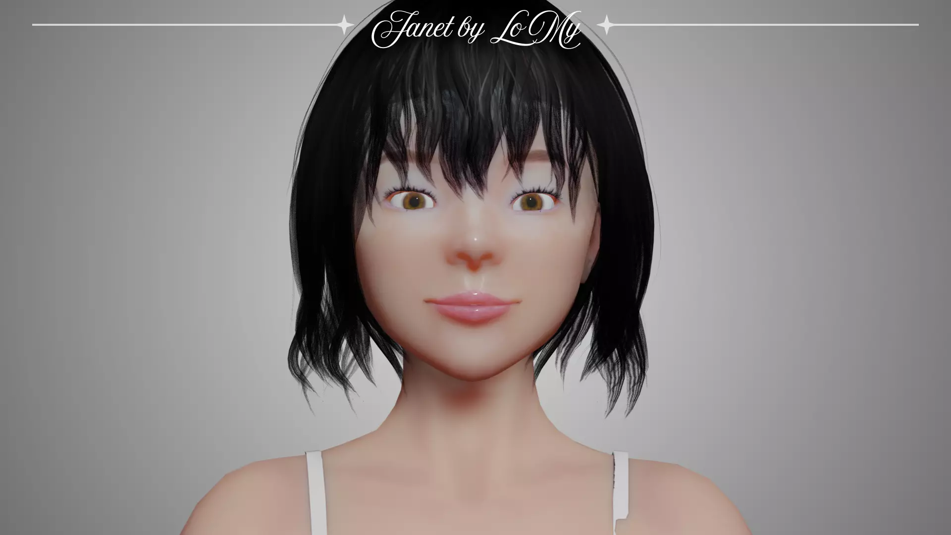 Janet Rigged Asian Female Character w Blendshapes 3D model_1