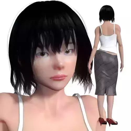 Janet Rigged Asian Female Character w Blendshapes 3D model Janet Rigged Asian Female Character w Blendshapes 3D model