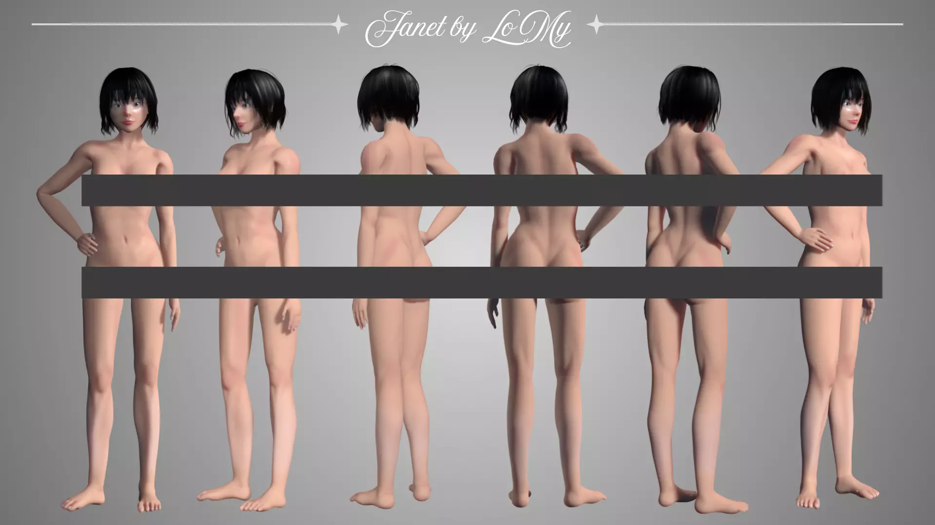 Janet Rigged Asian Female Character w Blendshapes 3D model_5