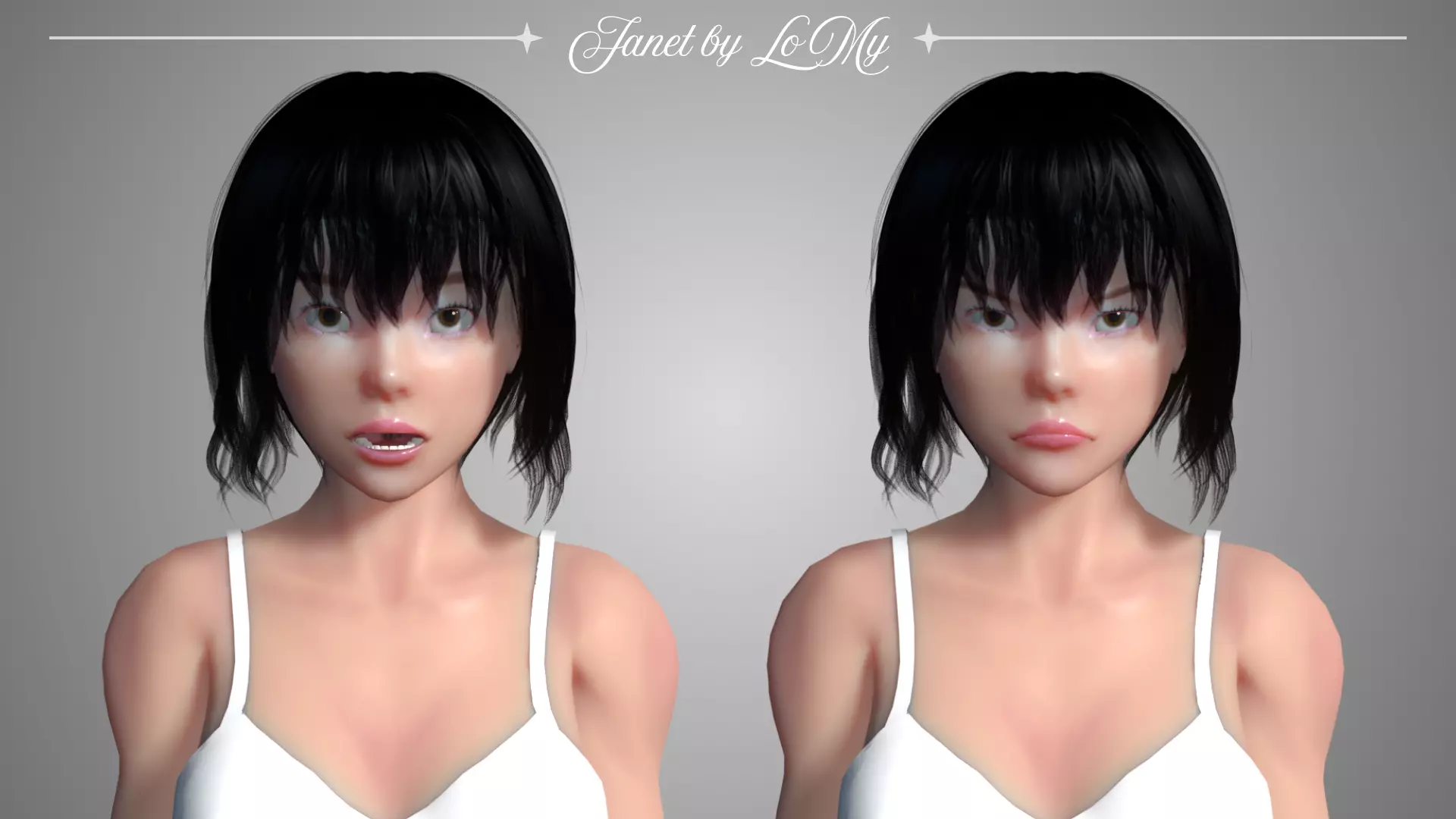 Janet Rigged Asian Female Character w Blendshapes 3D model_4