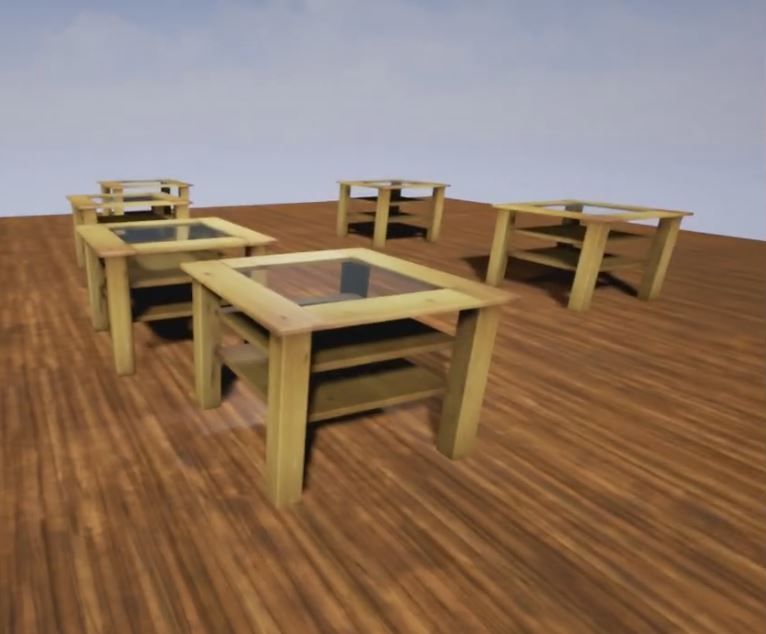 Wooden Table with Glass Plate Low-Poly Free low-poly 3D model_4