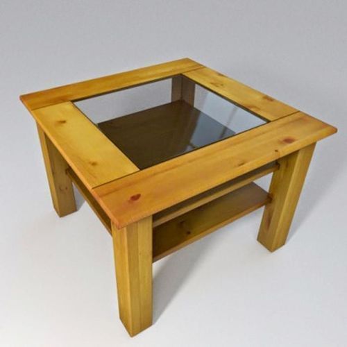 Wooden Table with Glass Plate Low-Poly Free low-poly 3D model_3