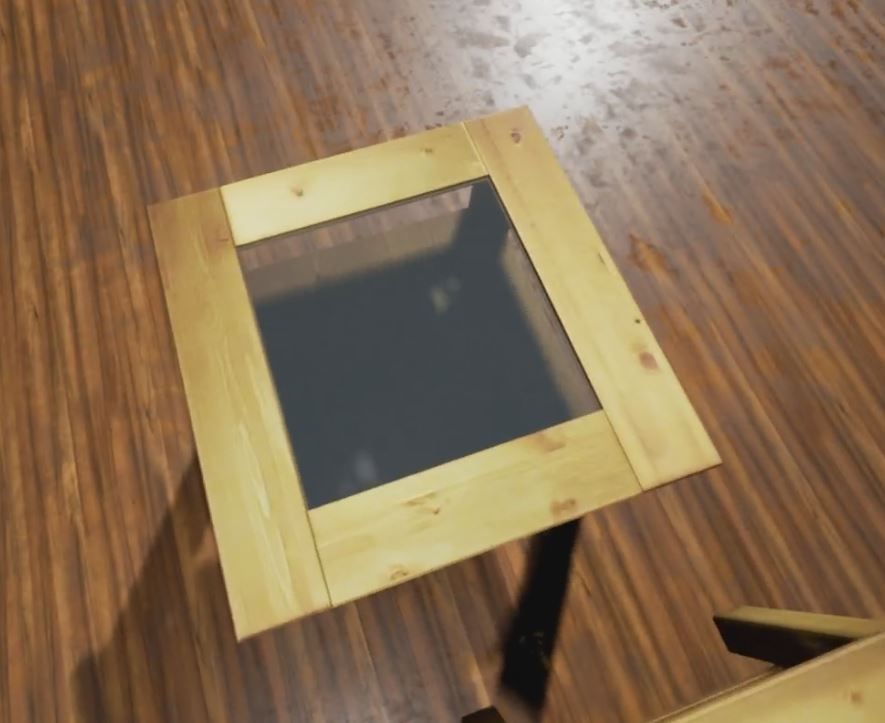 Wooden Table with Glass Plate Low-Poly Free low-poly 3D model_5