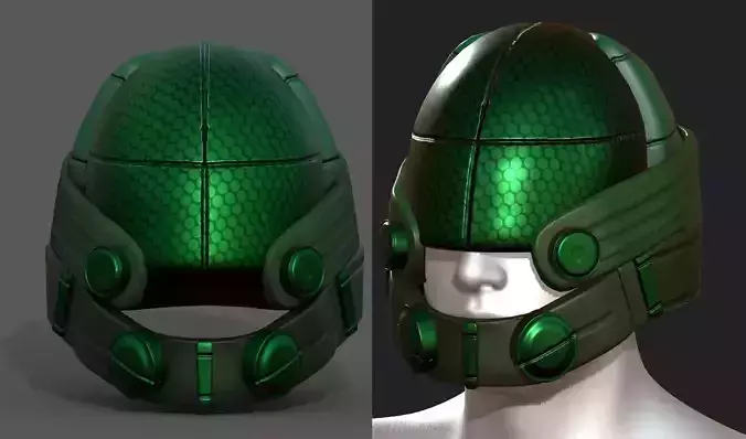 Helmet scifi military combat 3d model low poly futuristic  Low-poly 3D model