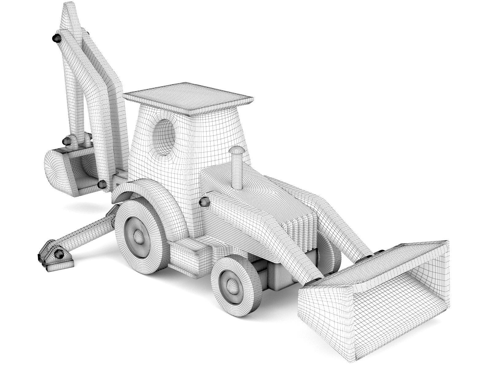 Wooden toy tractor 06 3D model_1