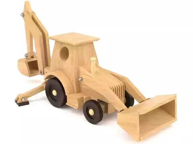 Wooden toy tractor 06