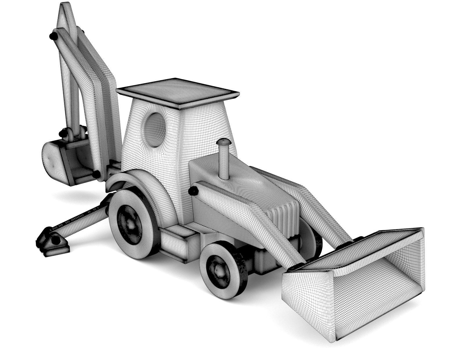 Wooden toy tractor 06 3D model_2