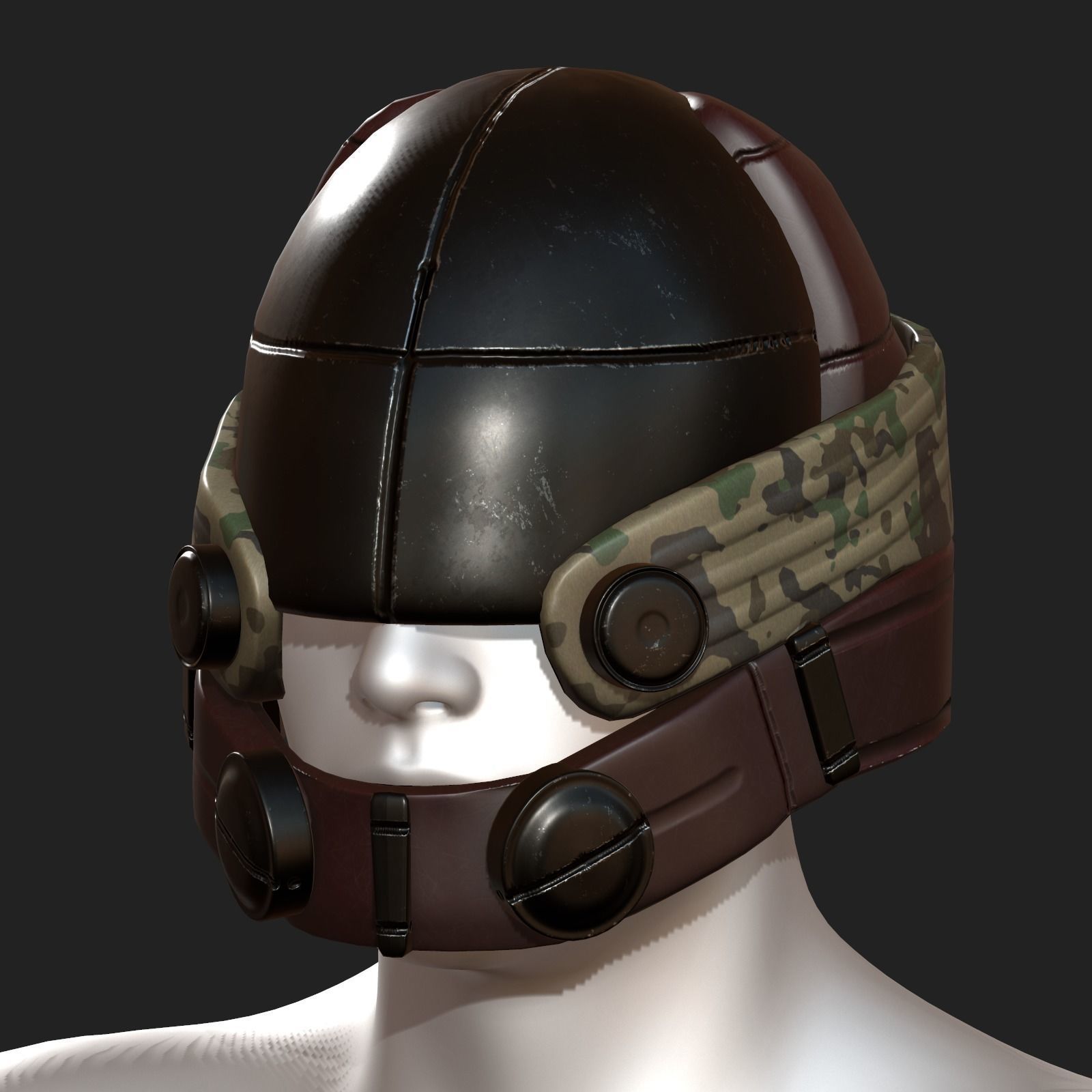 Helmet scifi military combat 3d model low poly Low-poly 3D model_7
