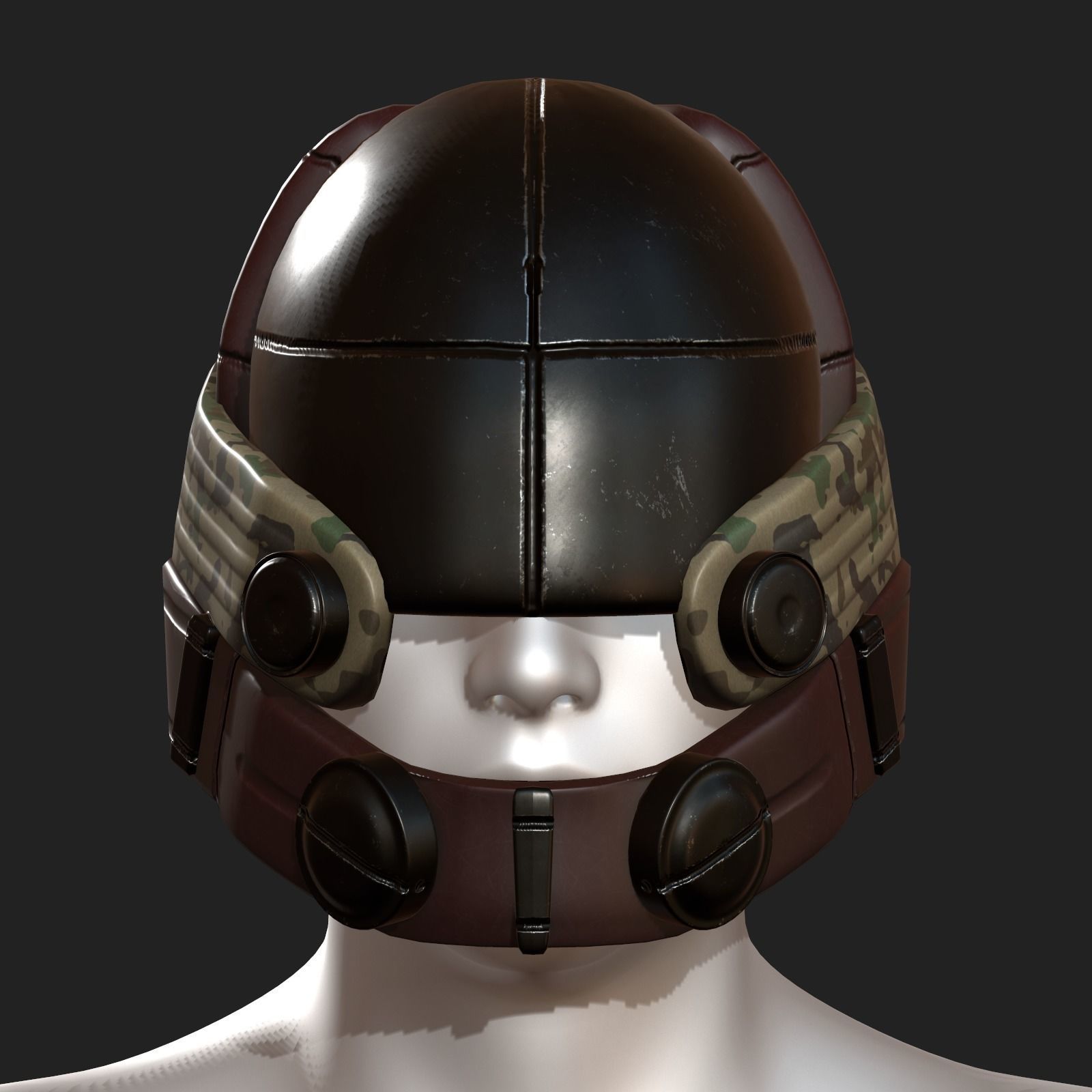 Helmet scifi military combat 3d model low poly Low-poly 3D model_3