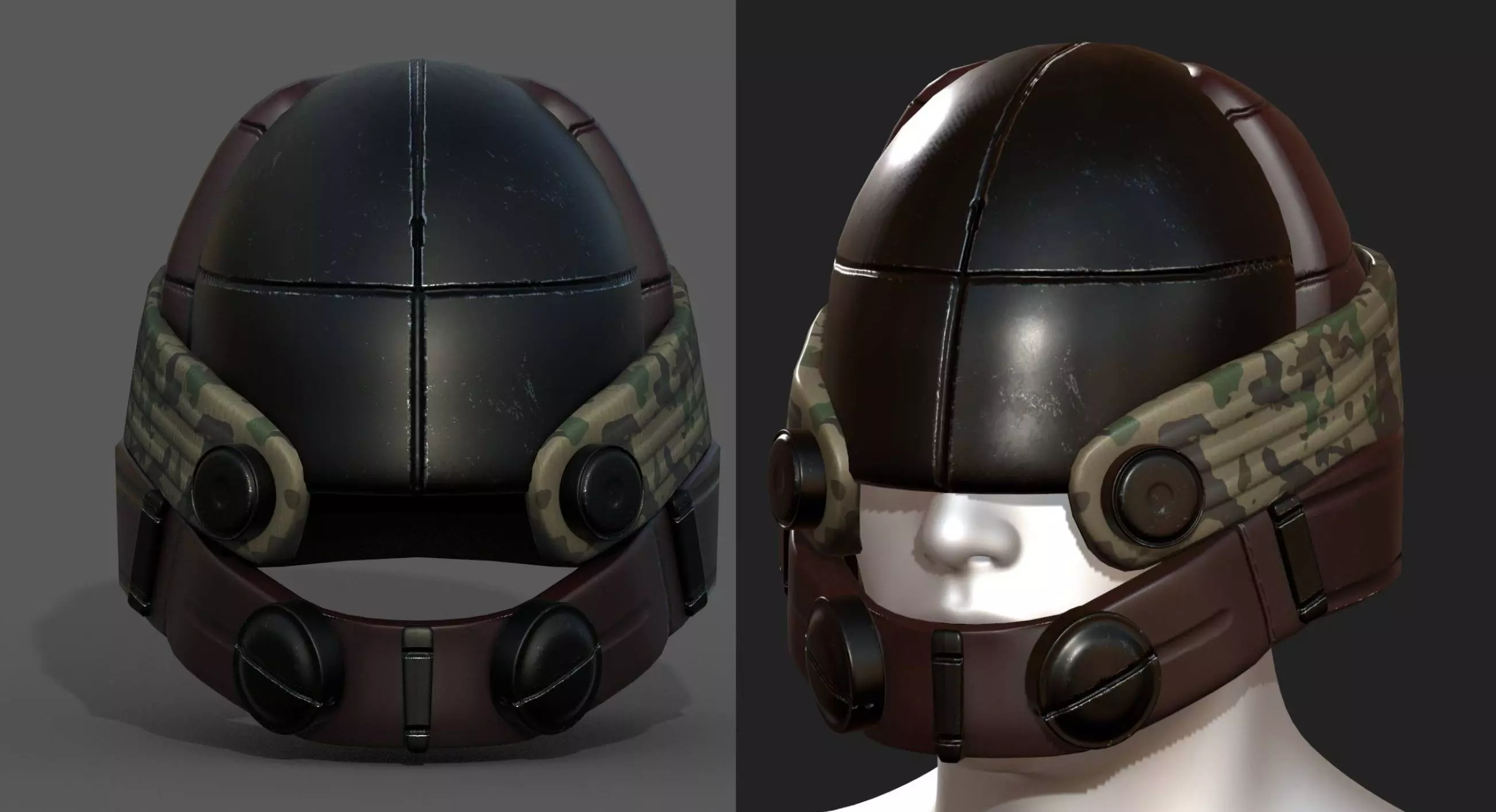 Helmet scifi military combat 3d model low poly Low-poly 3D model_0