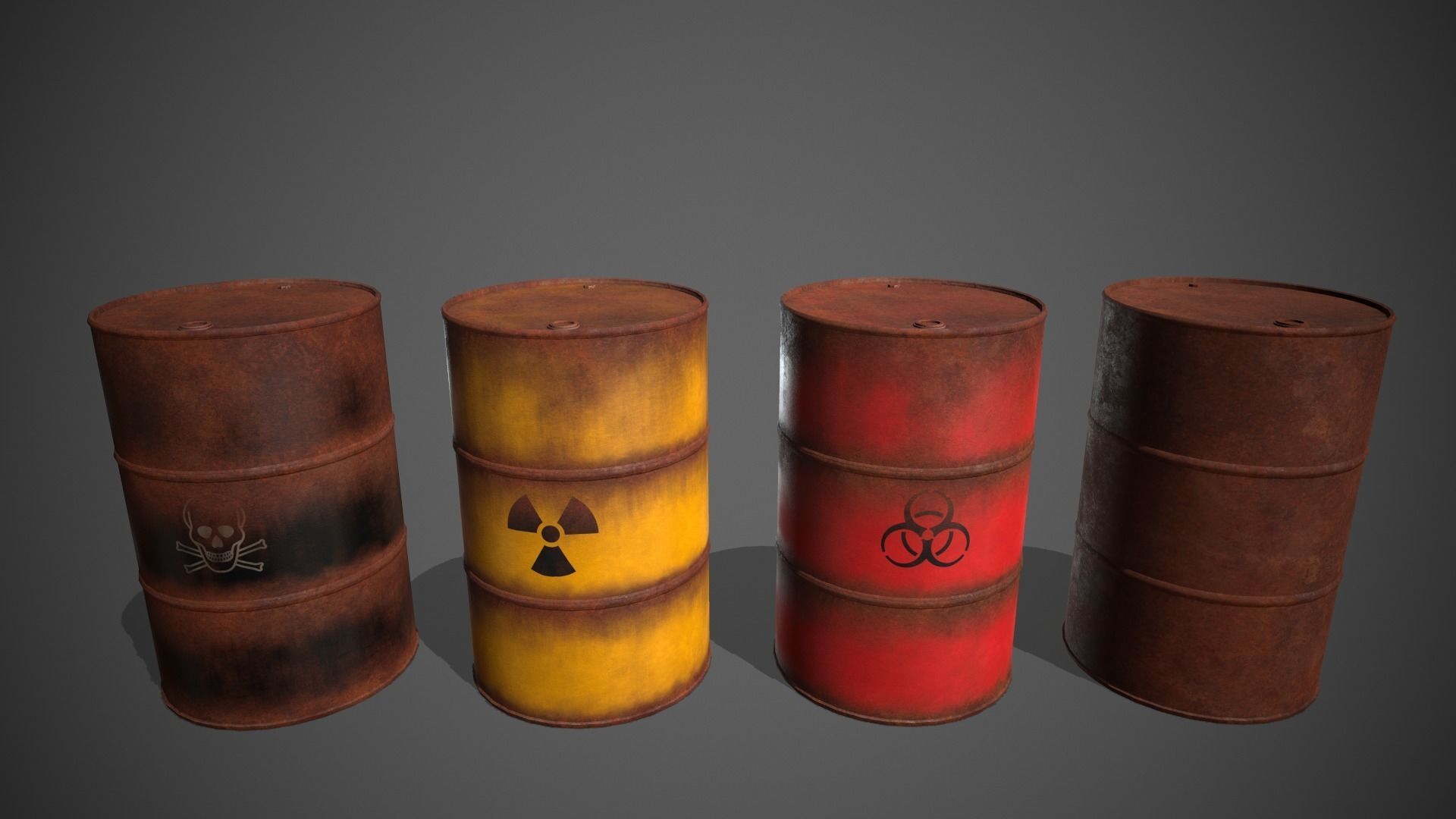 Toxic Waste Hazardous Barrels Low-poly 3D model_2