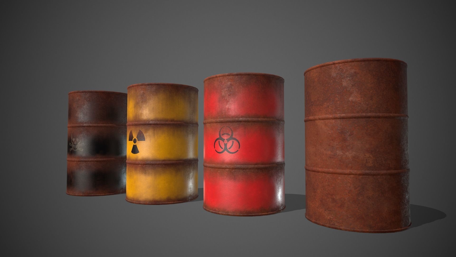 Toxic Waste Hazardous Barrels Low-poly 3D model_3