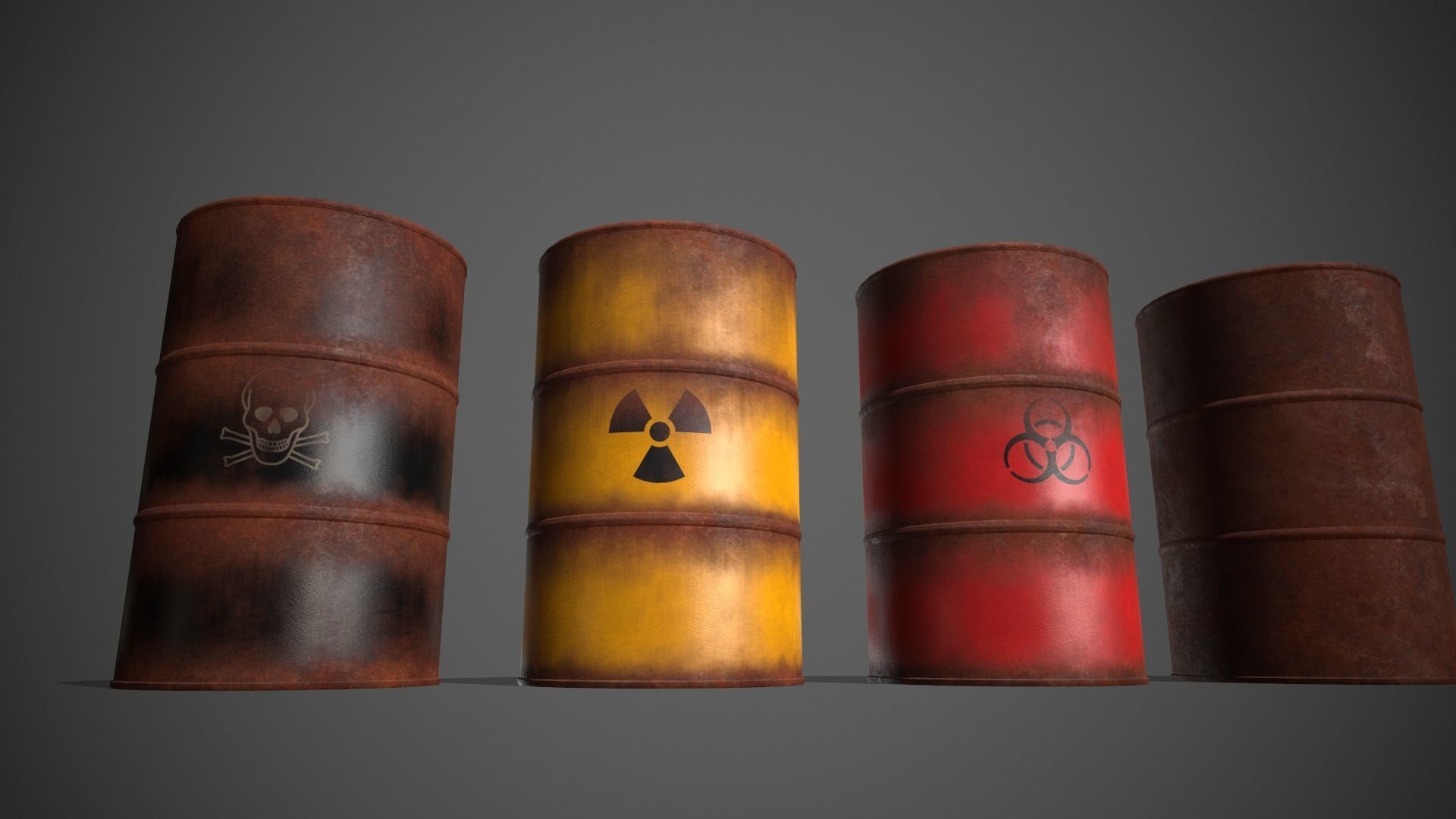 Toxic Waste Hazardous Barrels Low-poly 3D model_5