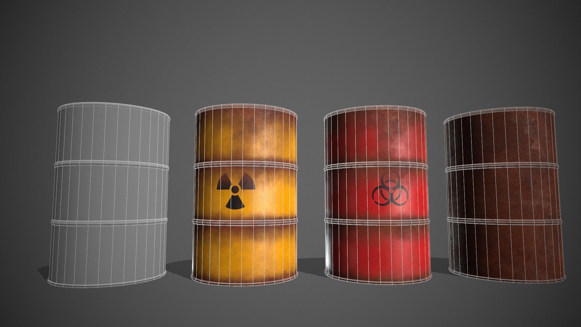 Toxic Waste Hazardous Barrels Low-poly 3D model_6