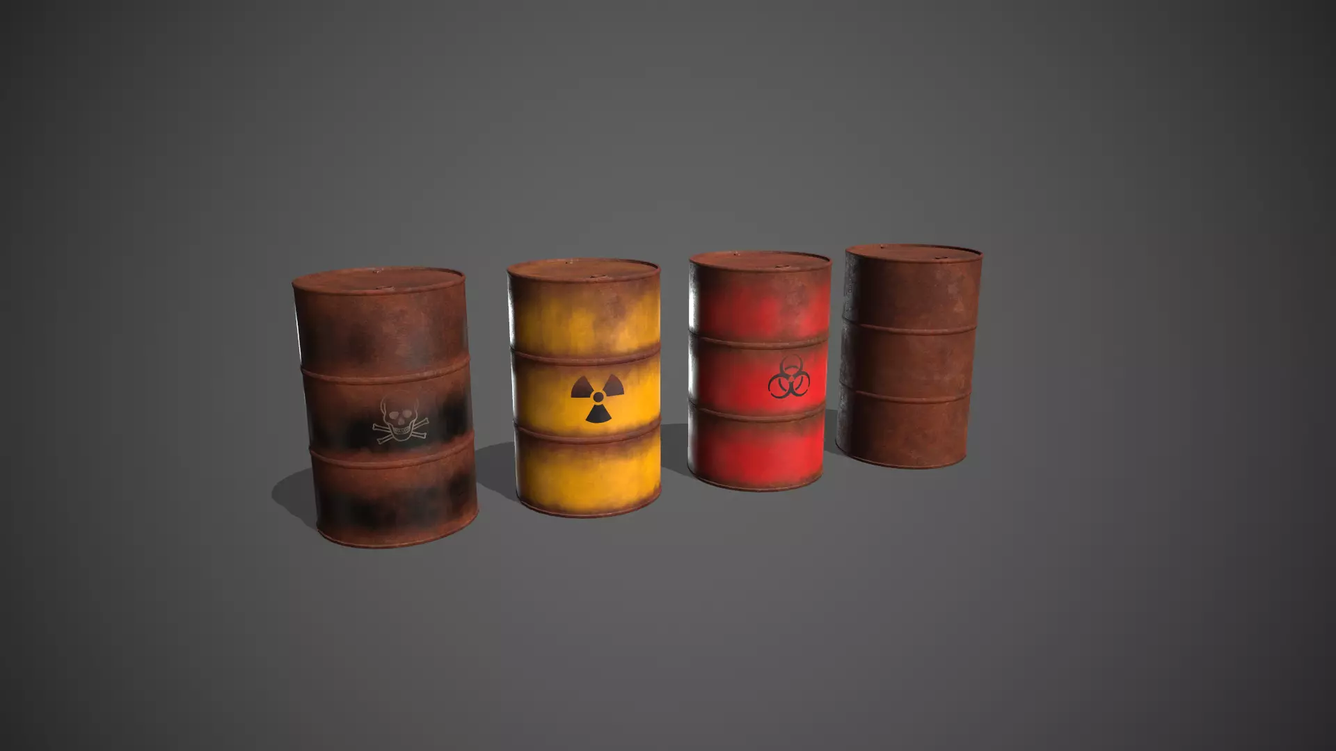 Toxic Waste Hazardous Barrels Low-poly 3D model_0