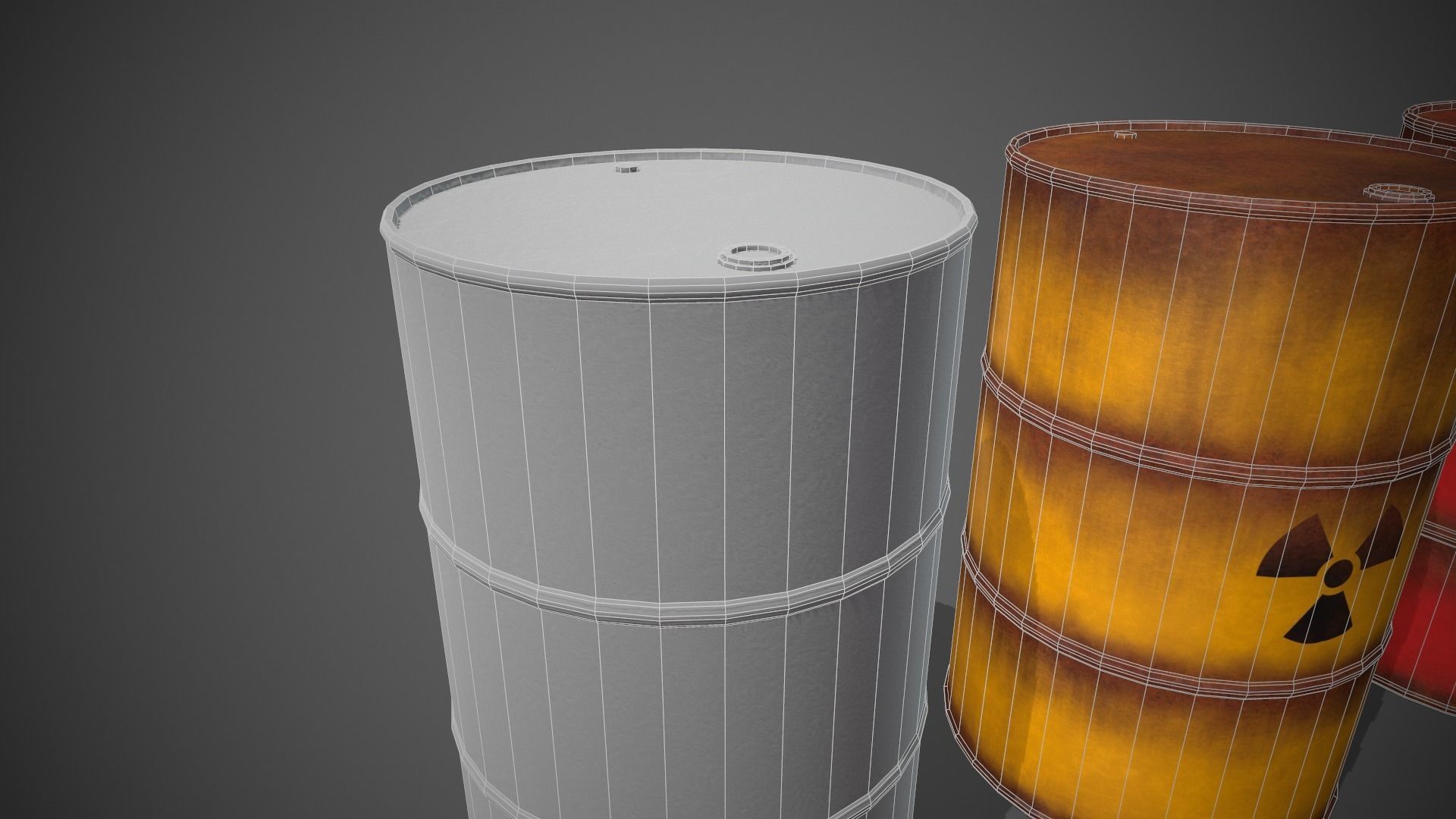 Toxic Waste Hazardous Barrels Low-poly 3D model_7