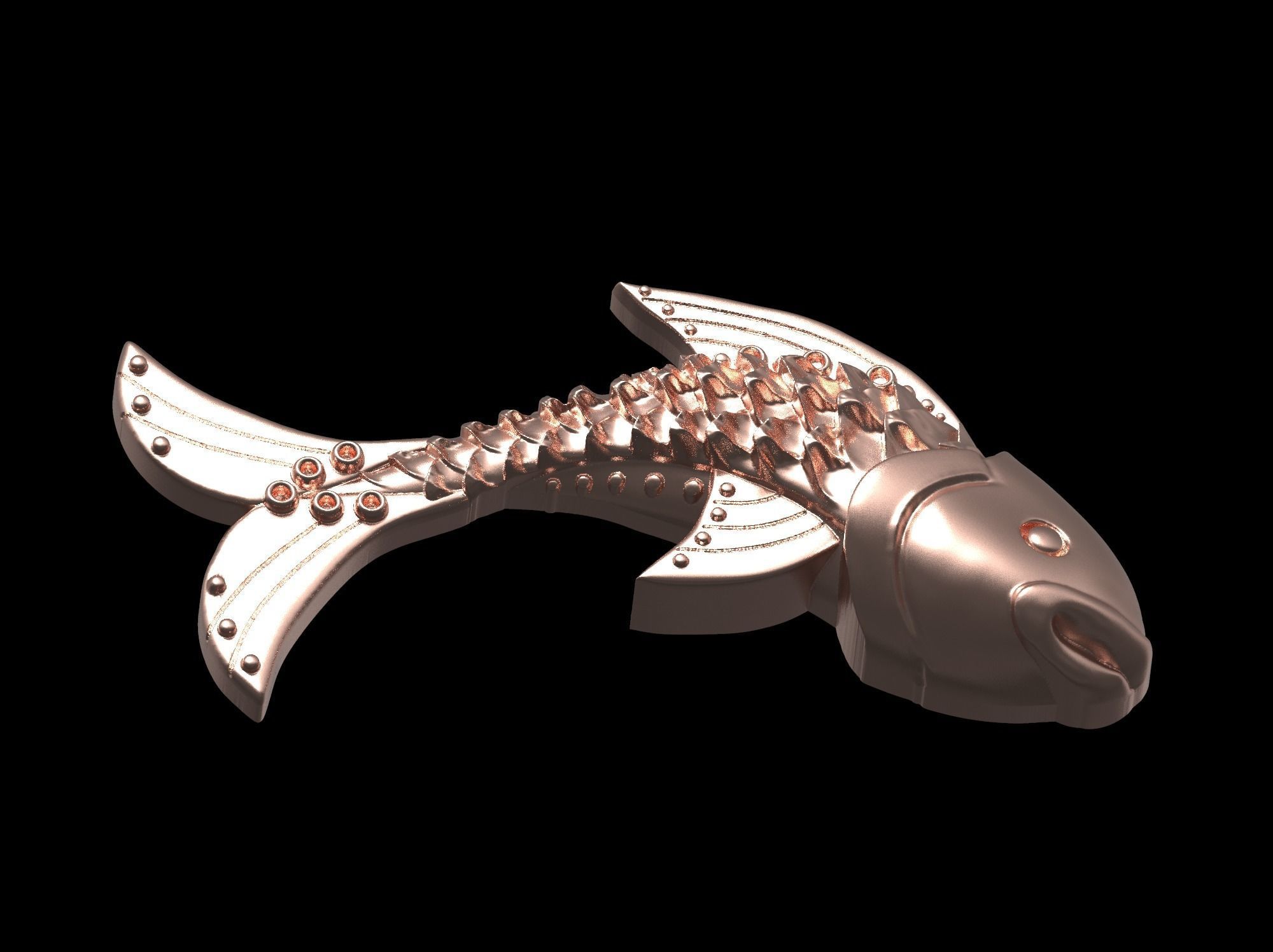 Fish pendant 3D print model 3D print model_43
