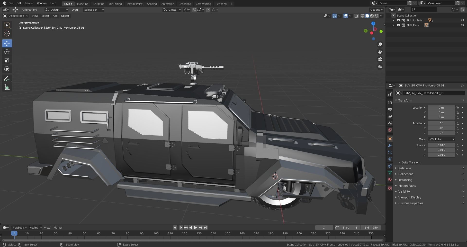 Custom Military Vehicles - SUV - Part B2 Low-poly 3D model_9