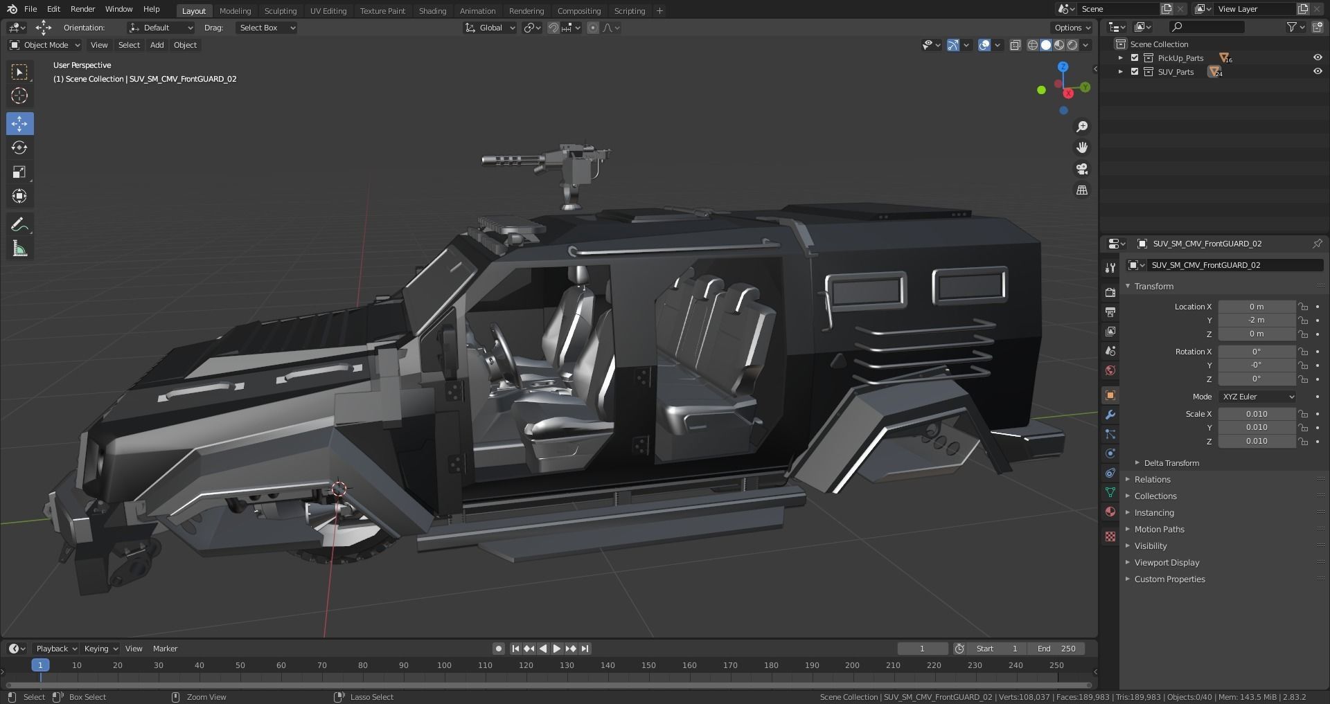 Custom Military Vehicles - SUV - Part B2 Low-poly 3D model_8