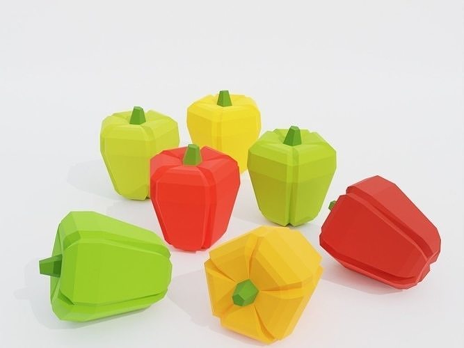 Low poly bell pepper Low-poly 3D model 2
